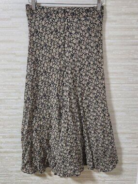 Croco Floral Print Flare Long Skirt
